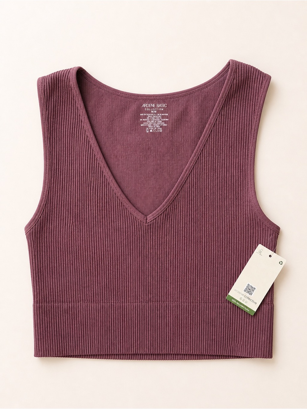 4/$20 - Ardene Women's Ribbed V-Neck Crop Tank - Dusty Mauve - Size Medium